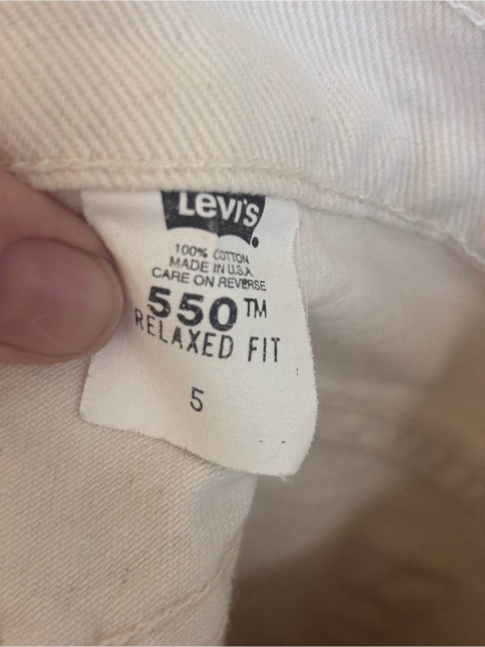 Levi's 550 shorts Off White Denim Cutoff Shorts Relaxed Fit High Rise Size 5 - Picture 9 of 10